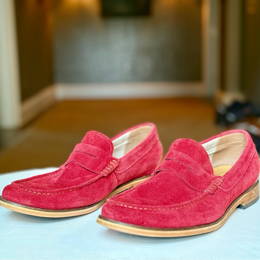 Aldo Red Suede Loafers Moccasin Style